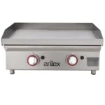 Plancha a gas 60 cm en acero rectificado 15 mm + fogón 6 Kw ARILEX con medidas 100PGRFN