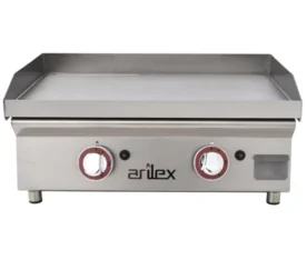 Plancha a gas 60 cm en acero rectificado 15 mm + fogón 6 Kw ARILEX con medidas 100PGRFN