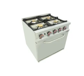Cocina a gas 6 fuegos con piloto de 3x7.5 +3x5.5 kW con horno GN2/1 termostático de 7.5Kw 120CG70H EASY 700