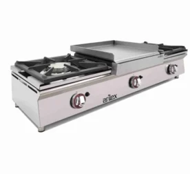 Cocina a gas sobremostrador ARILEX de 3 fuegos de 6 + 6 + 6 Kw 120CGN