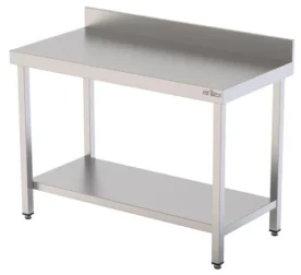 Mesa Mural acero inoxidable AISI 304 con estante 2000x600x850 mm
