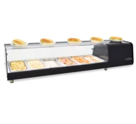 Vitrina refrigerada de tapas ARILEX PLACA LISA capacidad 6-GN1/3 color negro 6VTL-NE