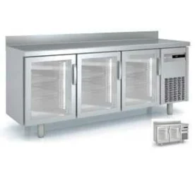BARRILERO REFRIG 150 PUERTAS INOX RESPALDO CRISTAL