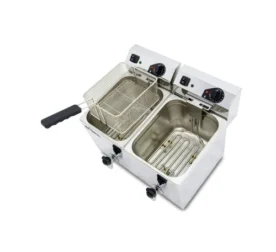 Freidora eléctrica EVOLUTION con grifo capacidad 10+10 litros con potencia 3.5+3.5 kw monofásica con contactor EVO1010G